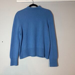 Prive Cashmere Mockneck Pullover Sweater Women's Size Large Blue Long Sleeve